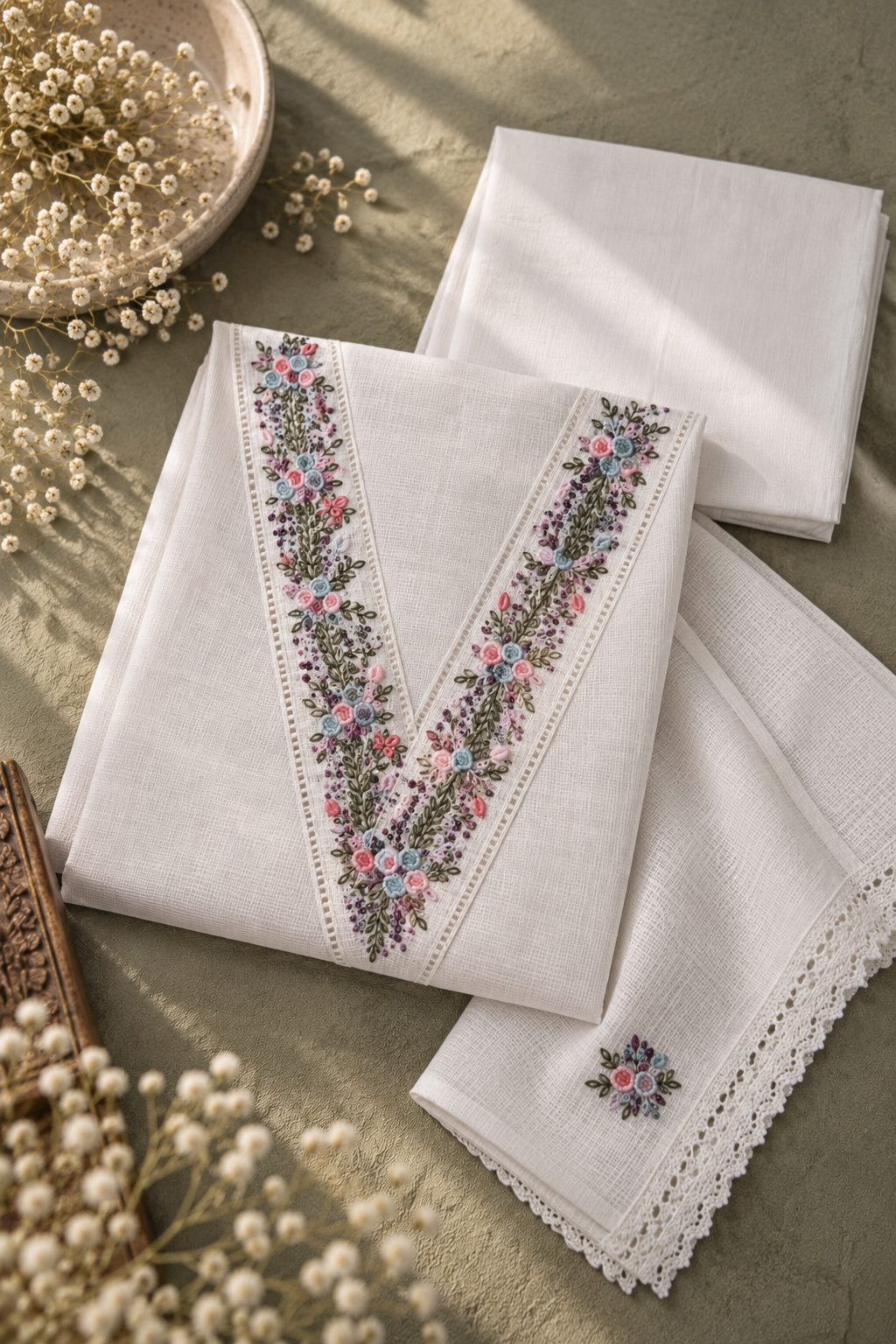 Pure Banarasi Net Kota — Ivory