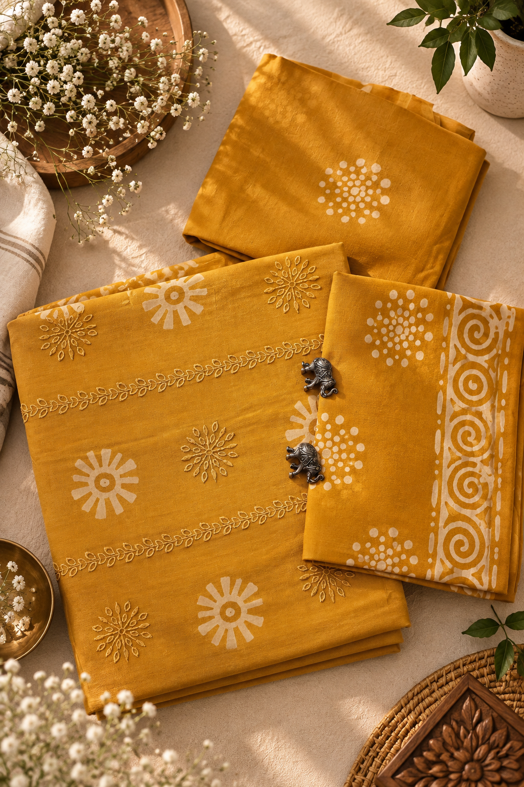 Pure Batik Wax Print Georgette — Mustard